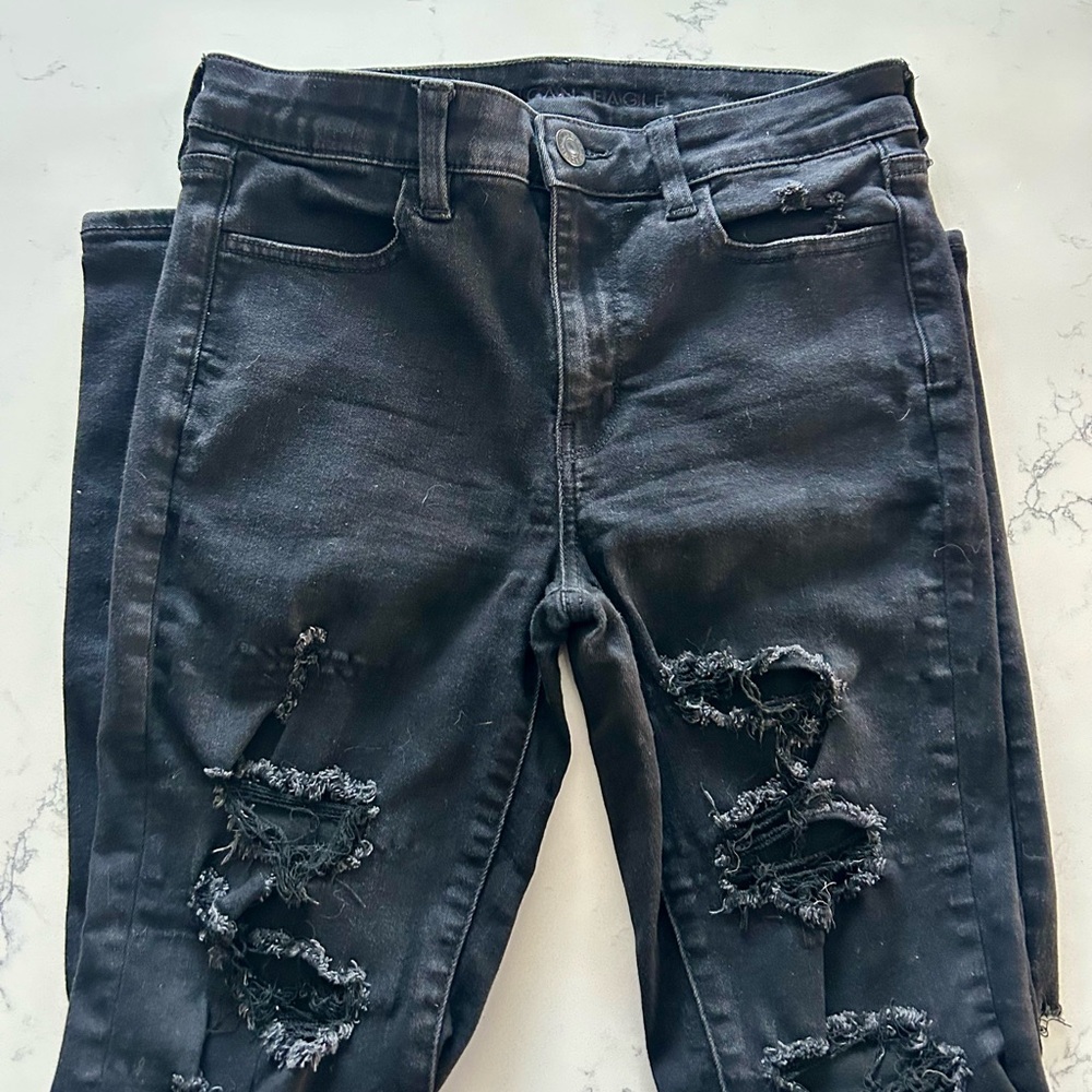 American Eagle Distressed Black Skinny Jeans - Women’s U.S. Size 8 Regular